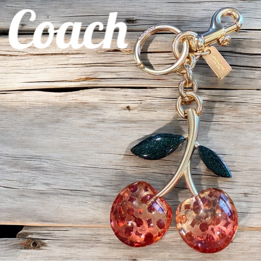 Coach Signature Double Cherry Bag Charm Key Ring NWOT but in Original Box!